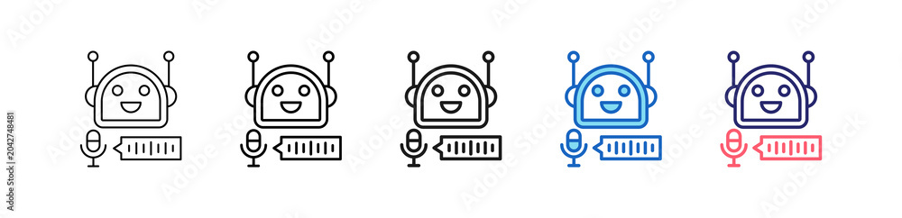 Fototapeta premium Voice Bot Icon In 5 Different Styles Set Collection. 