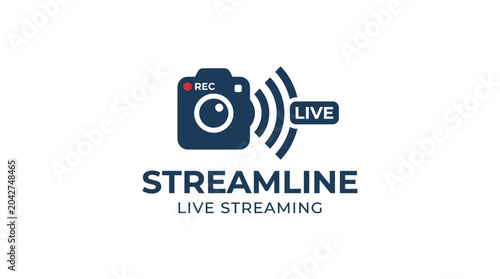 Live streaming vector logo with camera icon and 