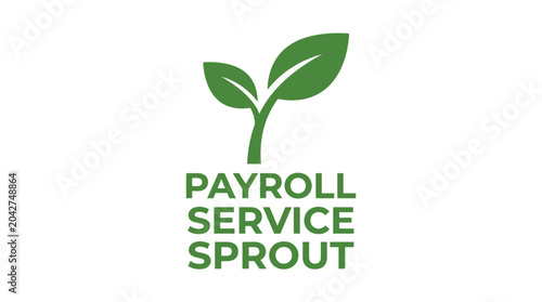 Green sprout logo with text payroll service sprout, flat design concept