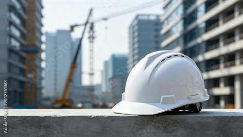 Cuadro en lienzo White Hard Hat on Construction Site Edge