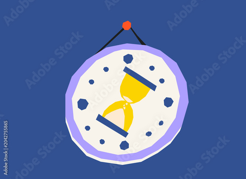 Hourglass time management deadline concept flat illustration