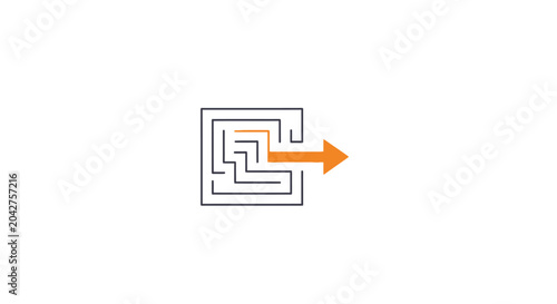 Bild auf Leinwand Maze with orange arrow exit.