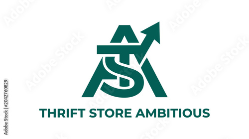 Konstfotografi Green ambitious logo with upward arrow on white background