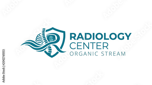 Foto Radiology center logo with medical symbols and text