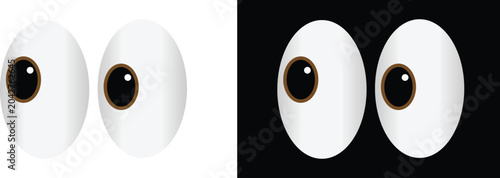 Fotografie Large detailed cartoon eyes on white and black background for design illustratio