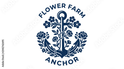 Anchor logo with floral elements and text 