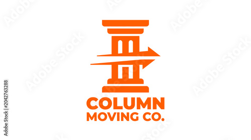Orange column logo with forward arrow for moving company