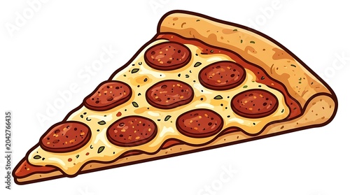 A delicious slice of pepperoni pizza with melted cheese and toppings.