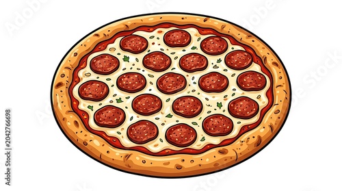 A delicious pepperoni pizza with melted cheese and toppings on a plate