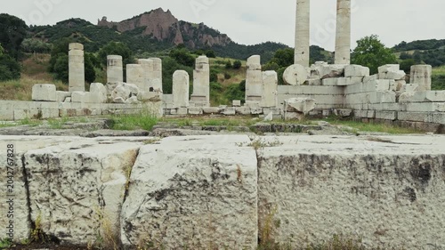 Ancient Ionic Columns Of The Temple Of Artemis In Sardis Salihli