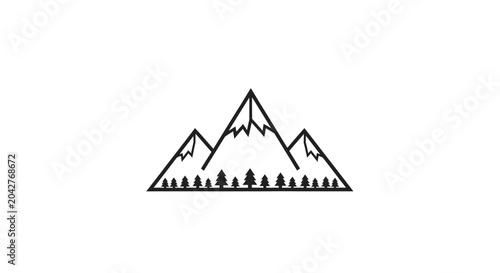 Schilderij op canvas Mountain Range Landscape Icon.