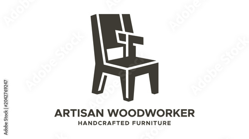 Bild auf Leinwand Modern armchair logo with ARTISAN WOODWORKER text, graphic element for furnitu