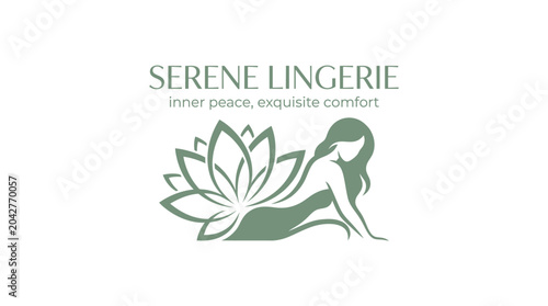 Cuadro en lienzo Elegant lingerie logo with woman and lotus flower, representing inner peace and