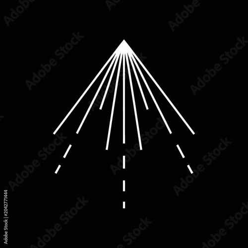 Abstract White Lines Radiating from Point on Black Background