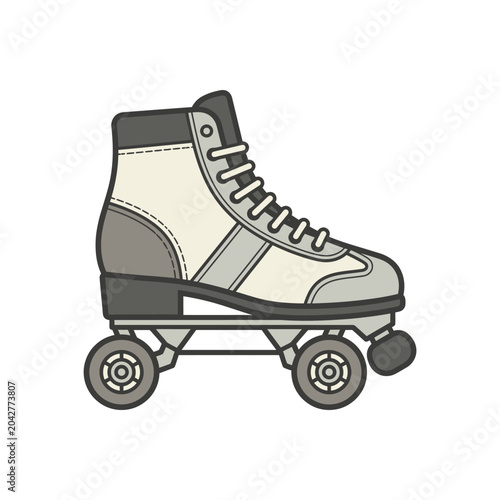 Retro white quad roller skate on white background.