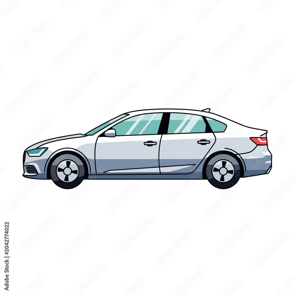 Fototapeta premium Silver car illustration