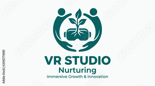 Bild auf Leinwand Virtual reality growth concept with nurturing hands and seedling inside VR heads