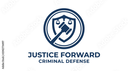 Tableau sur toile Vector logo for criminal defense law firm with gavel and scales of justice