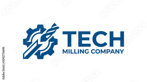 Foto Modern gear and drill bit logo for tech milling company, clean vector graphic