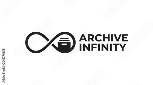 Infinity archive logo concept with stacked documents inside an infinity symbol