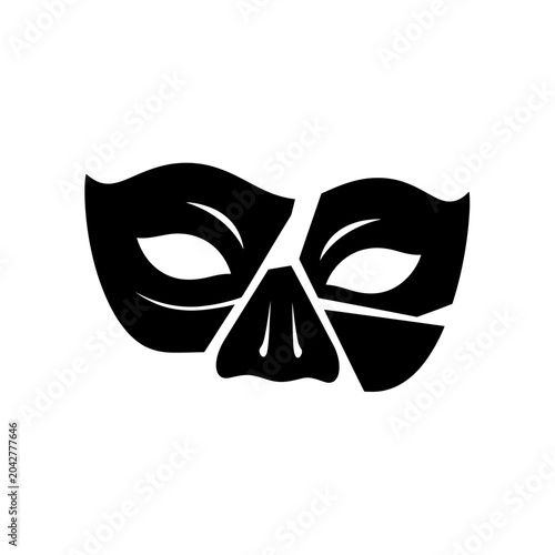 Bild auf Leinwand Broken Mask Silhouette, Symbolizing Deception or Hidden Identity
