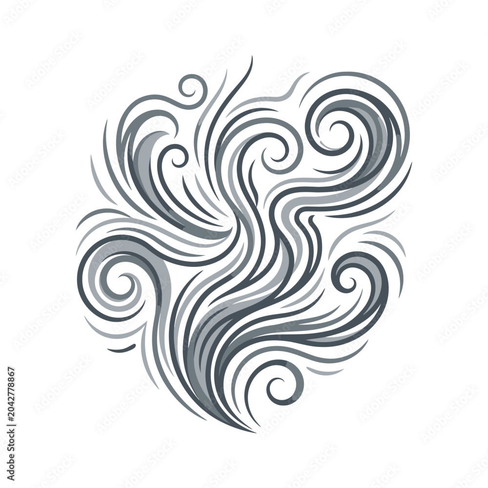Fototapeta premium Abstract curly smoke swirls and air current design.