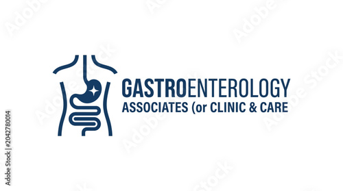 Gastroenterology logo with stylized human torso and digestive system