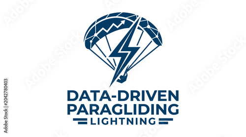 Bild auf Leinwand Vector illustration of a paraglider with lightning bolt and text 'DATA-DRIVEN PARAGLIDING LIGHTNING'