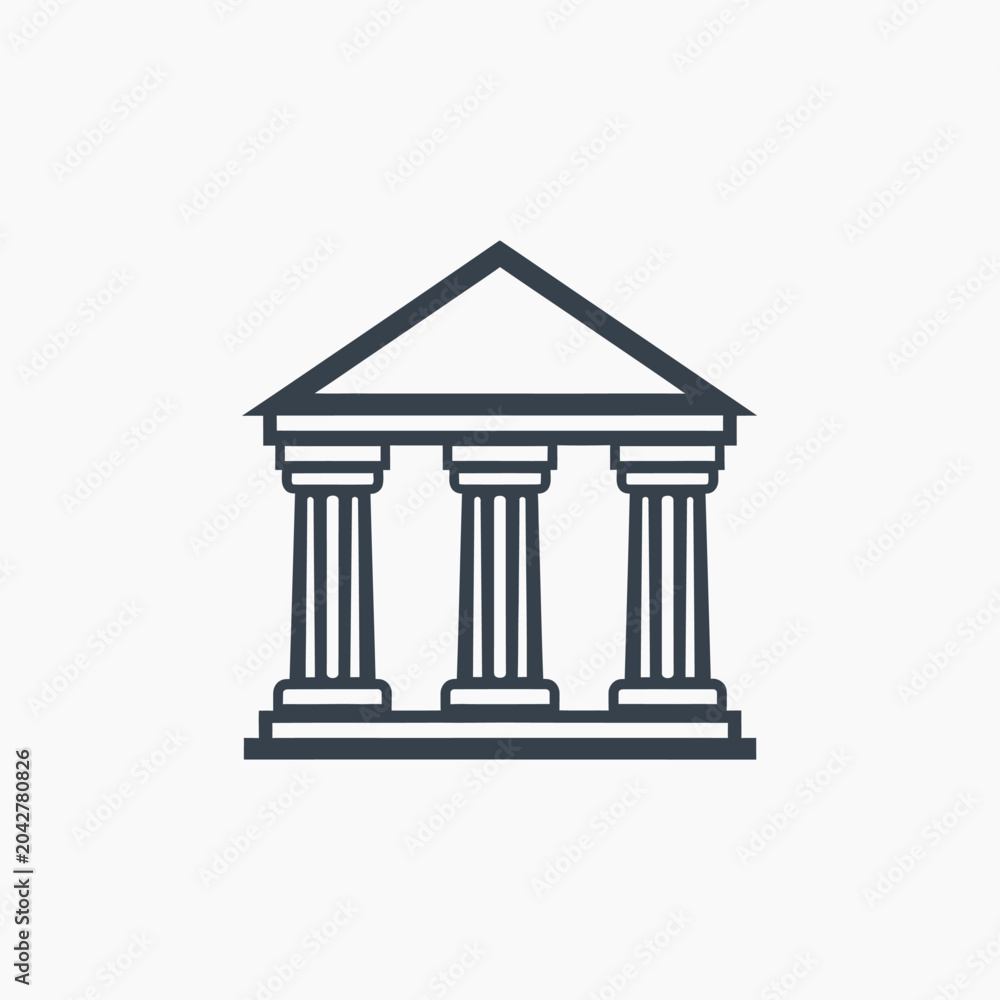 Fototapeta premium Classic Building Icon with Columns and Pediment - Vector Illustration