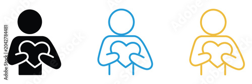 Foto Self love person hugging heart symbol modern vector illustration expressing self