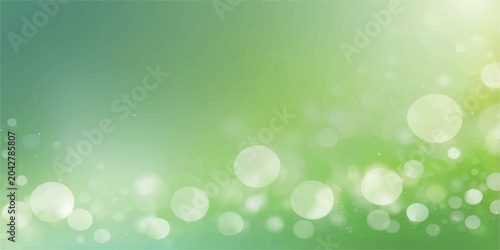 Tableau sur toile Abstract green bokeh light background with glowing blurred circles and festive w
