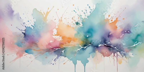 Fotografía Abstract colorful watercolor splash background with paint splatter ink texture a