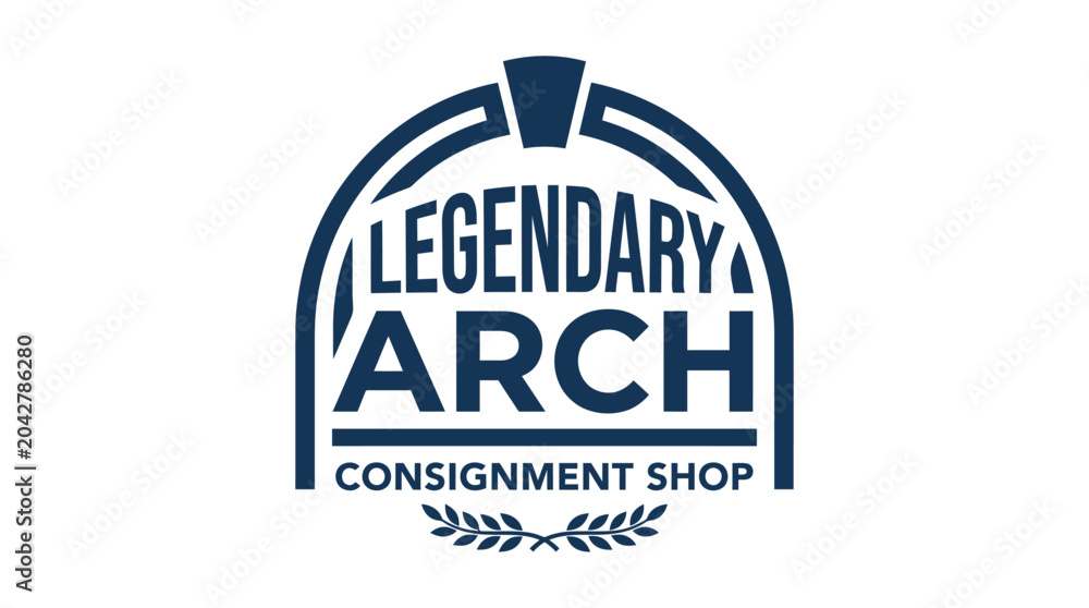 Obraz premium Classic navy blue arch logo with text