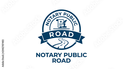 Foto Notary Public Road logo with document and path graphic element