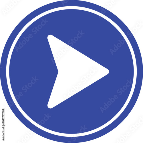 Bild auf Leinwand White arrow icon inside a blue circle button for navigation and user interface d