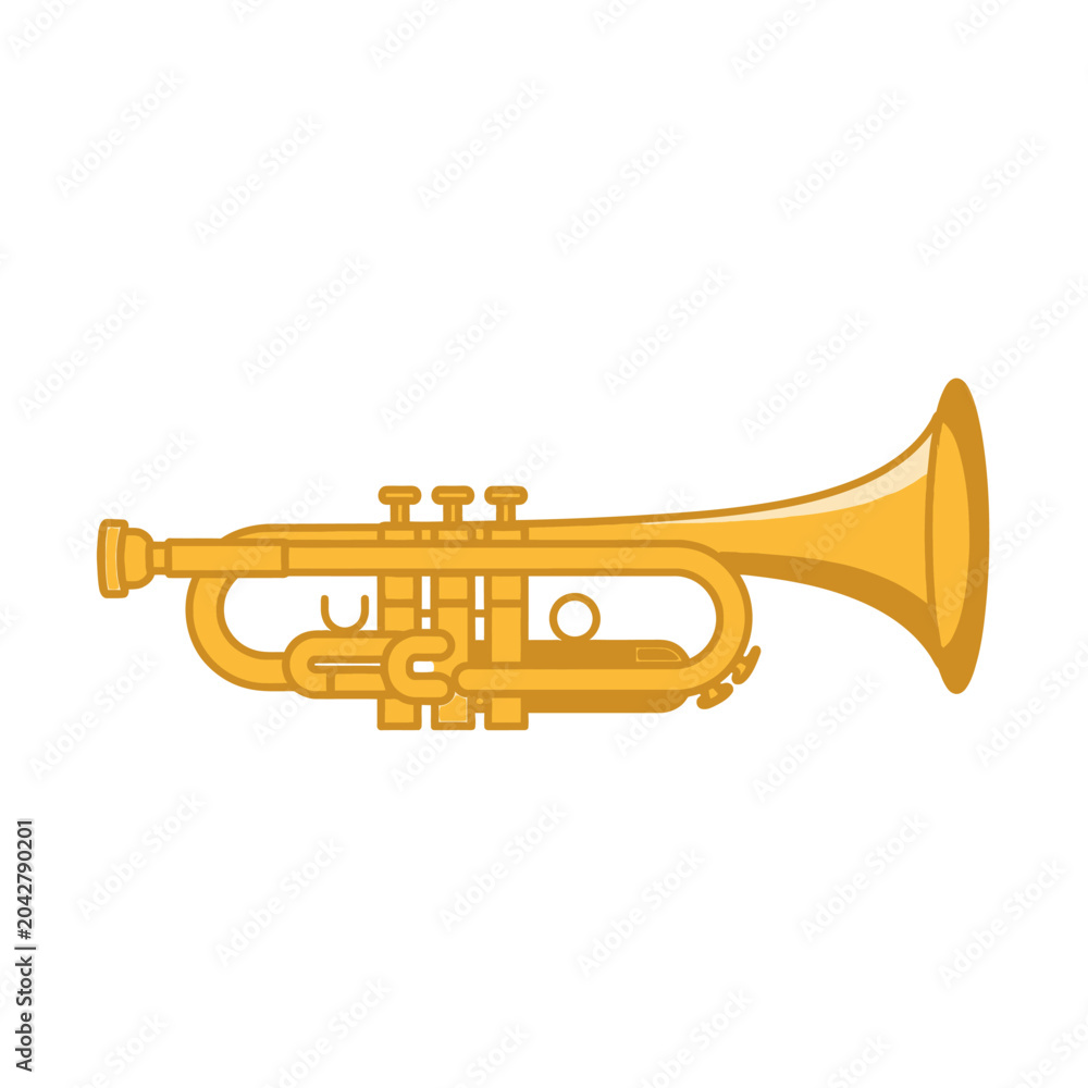 Fototapeta premium Golden Trumpet Musical Instrument - Isolated Graphic