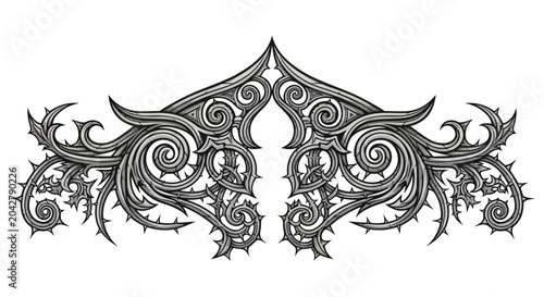 Gothic Ornate Swirls and Thorns Decorative Element
