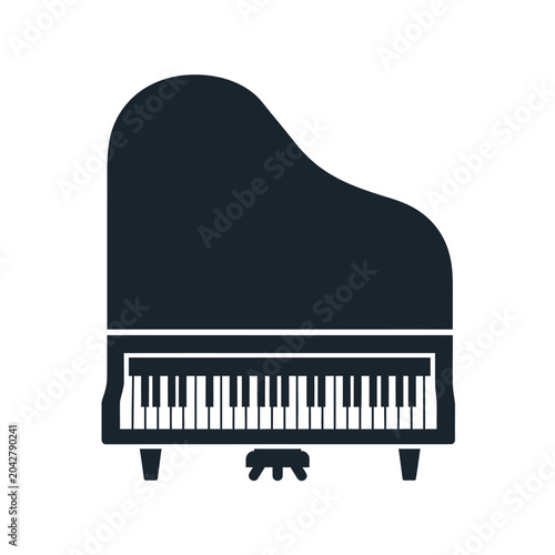 Grand Piano Silhouette Icon - Musical Instrument Vector Graphic