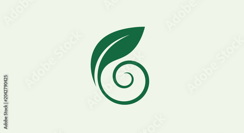 Green Leaf Spiral Swirl Logo - Nature's Growth and Renewal Concept