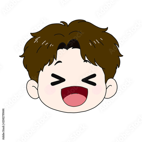 Tableau sur toile Cute boy face illustration with a happy, overjoyed expression, transparent PNG c