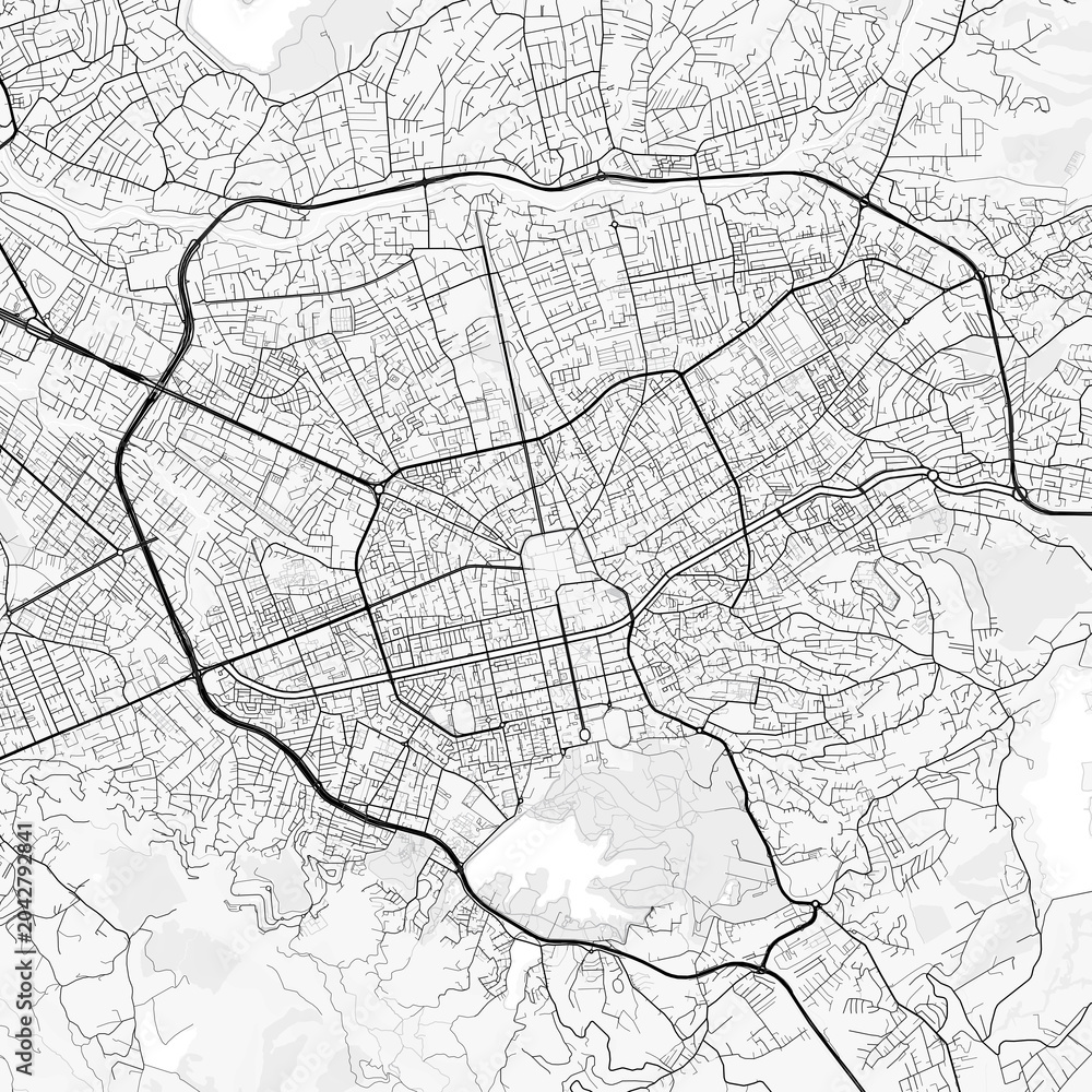 Obraz premium Tirana City Map. Minimalist black and white line art poster for printing, wallpaper, wall art, and map resources for home and office decor