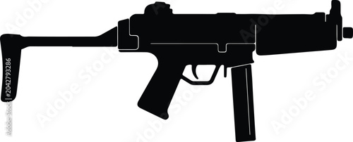 Photos Silhouette vector illustration of a modern submachine gun weapon design