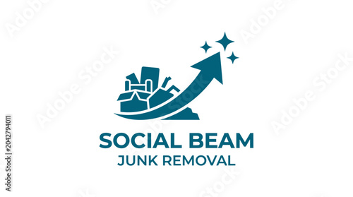 Tableau sur toile Junk removal service logo with upward arrow and overflowing bin