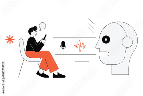 AI Voice Assistant and Speech Recognition Technology Vector Illustration