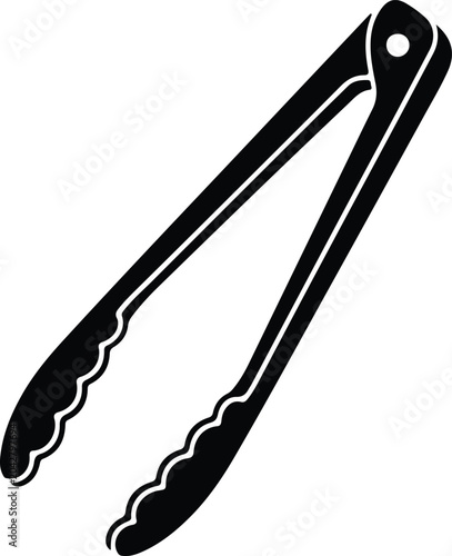 Silhouette vector of stainless steel kitchen tongs for food design