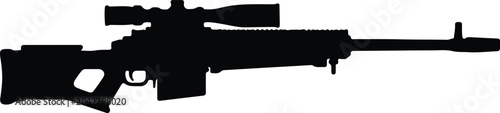 Silhouette vector sniper rifle weapon with scope long range design