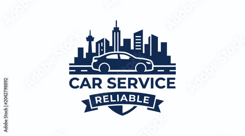Quadro su tela Car service logo with cityscape and reliable text