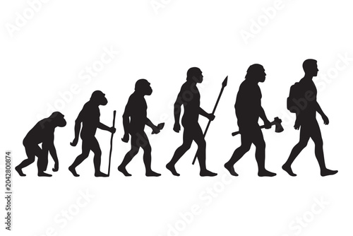 Tableau sur toile Human evolution silhouette from ape to modern man