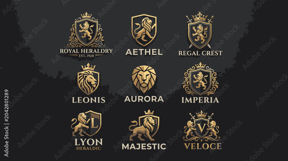 Fototapeta premium Golden Luxury Logos and Crests.