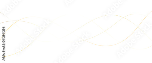Golden flowing lines abstract background on white with transparent background